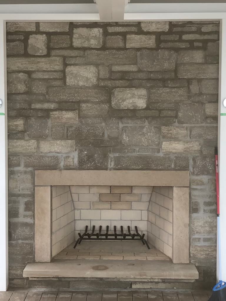 Fireplace before a custom rebuild